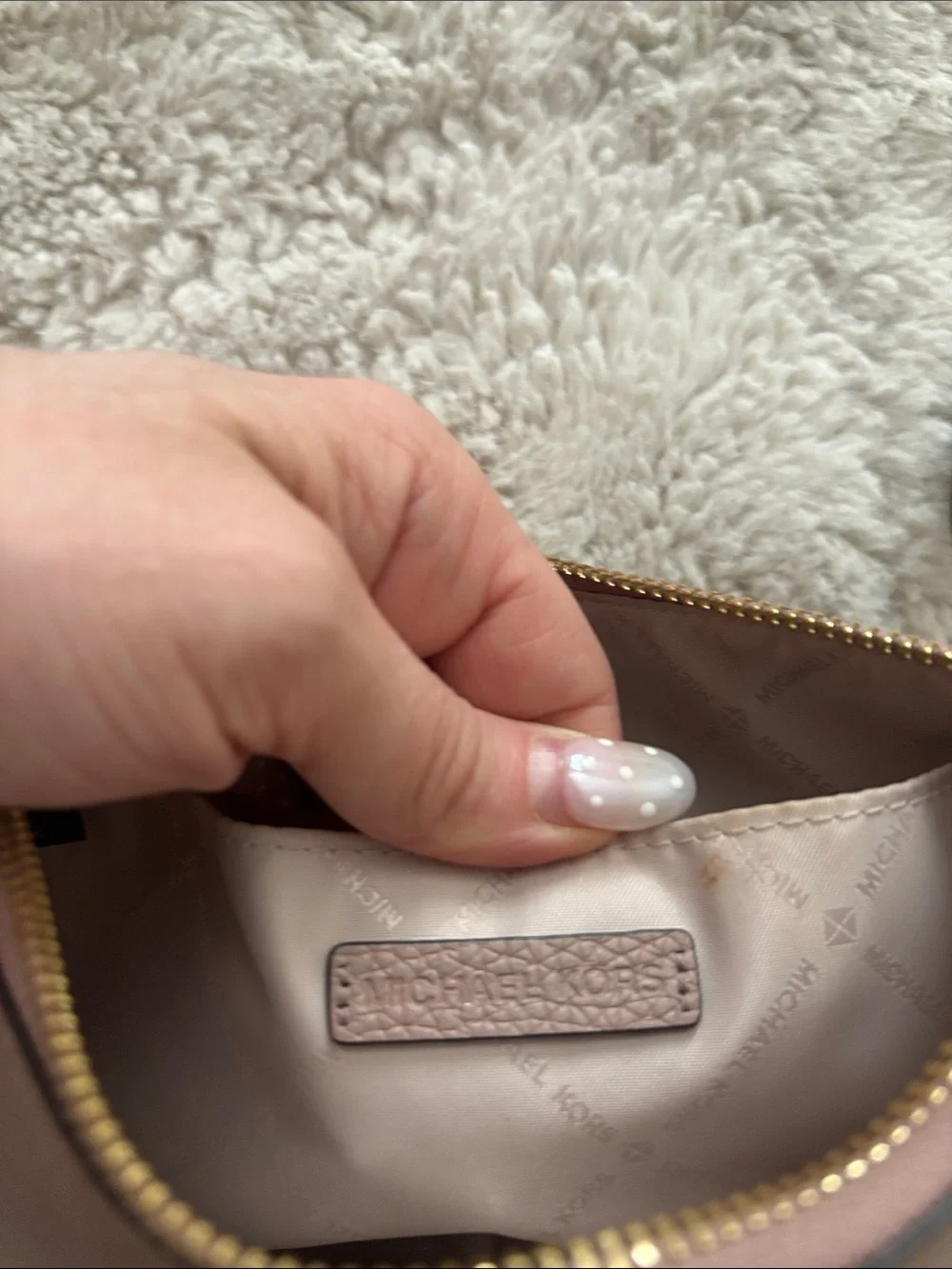 Michael Kors Taupe Leather Wristlet Clutch